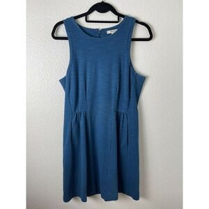Madewell Dress Size M Afternoon Fit N Flare Blue Zip Back Tank Sleeveless JCrew
